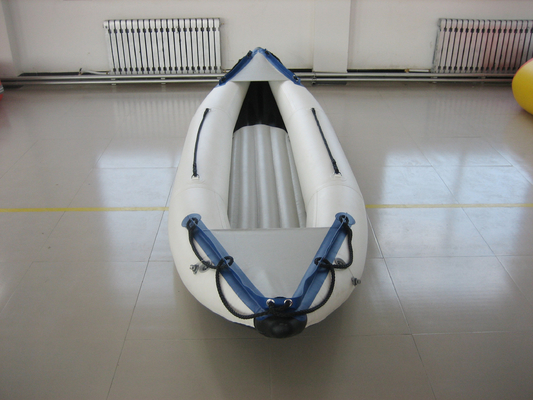 China White PVC Fabric One Person Raft Inflatable Fishing Kayak With Aluminum Seat supplier